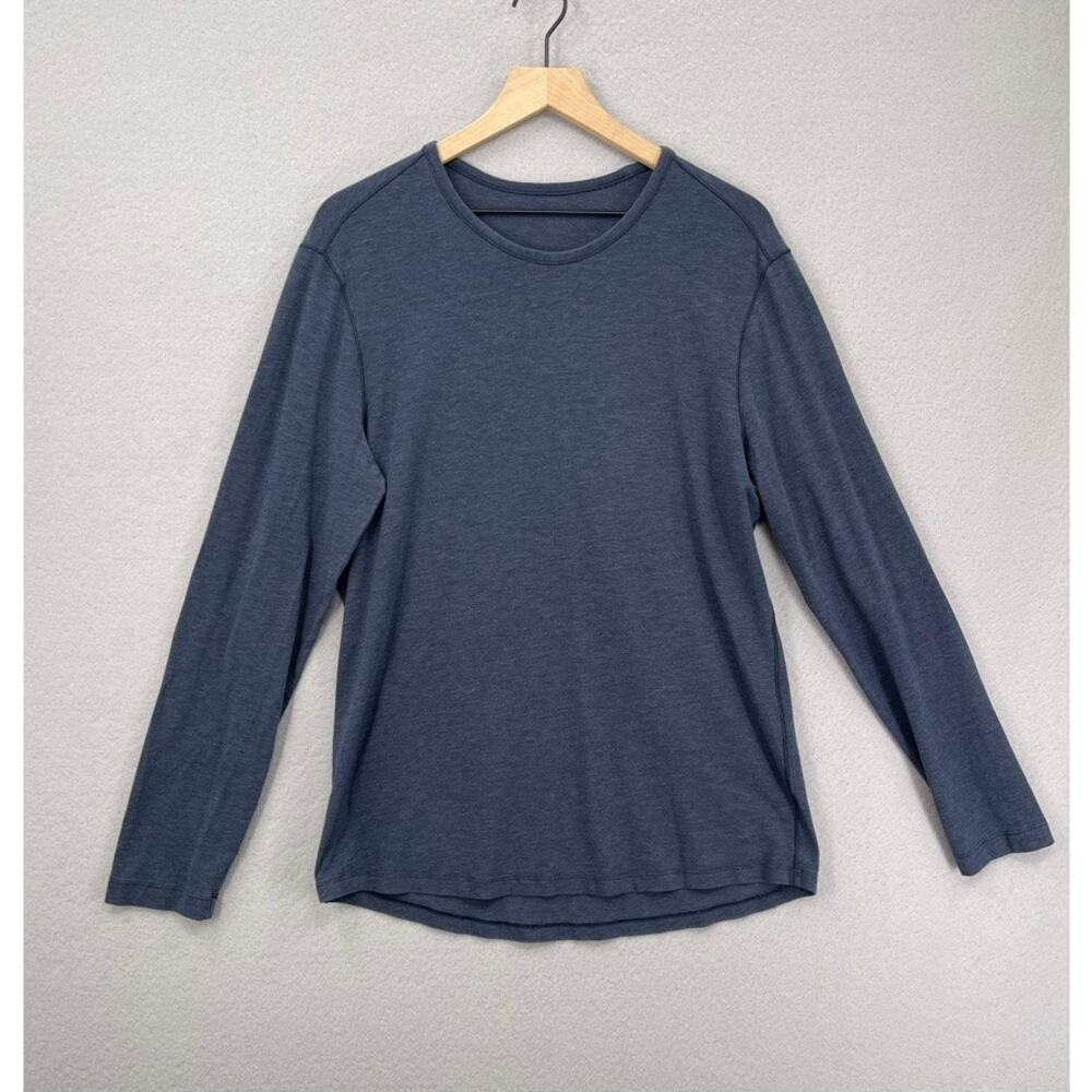 Lululemon Long Sleeve Tee Mens Medium Blue Crewneck Shirt Soft Stretch Workout